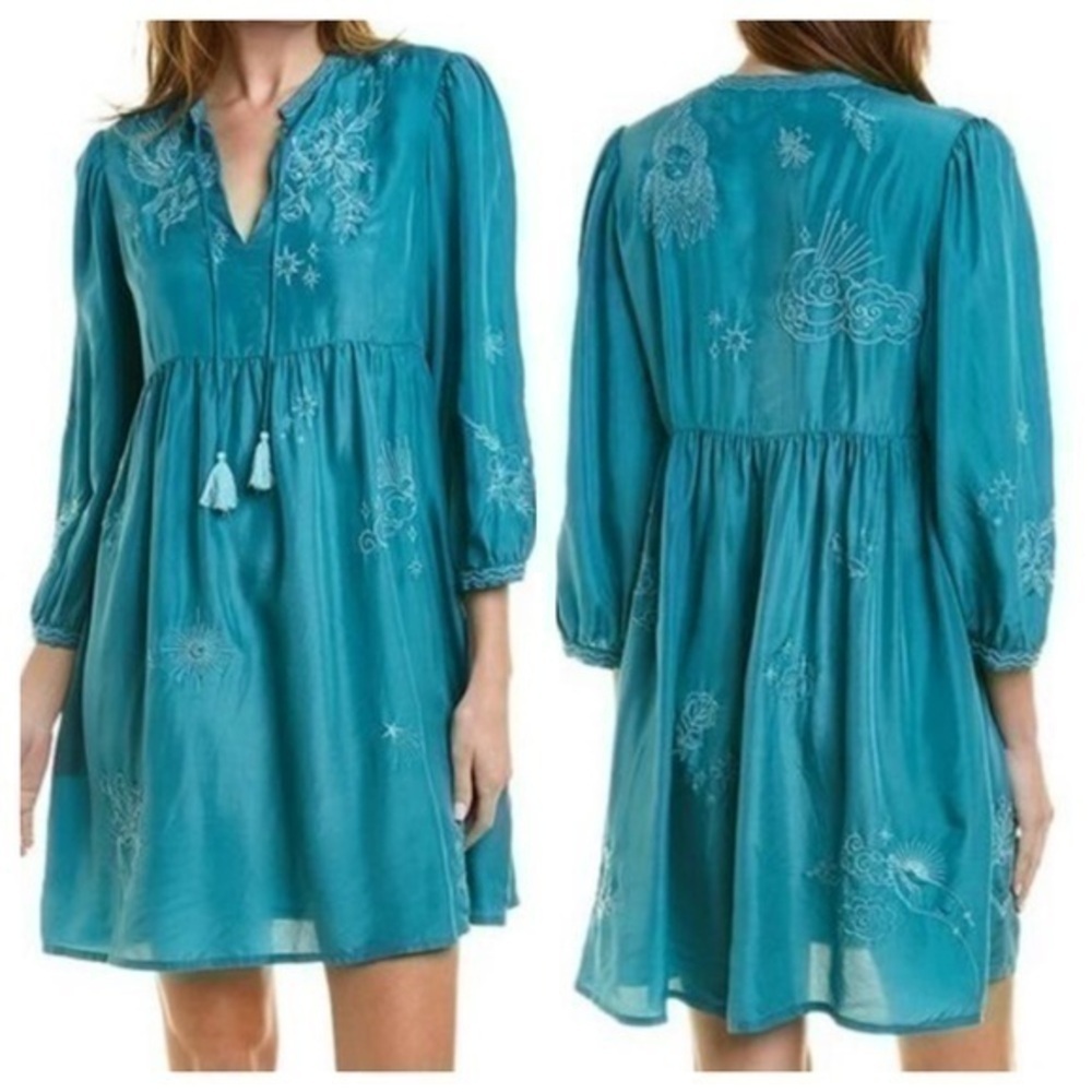 Johnny Was silk  “Christy Flowy” tie front dress NWT (oversized)
